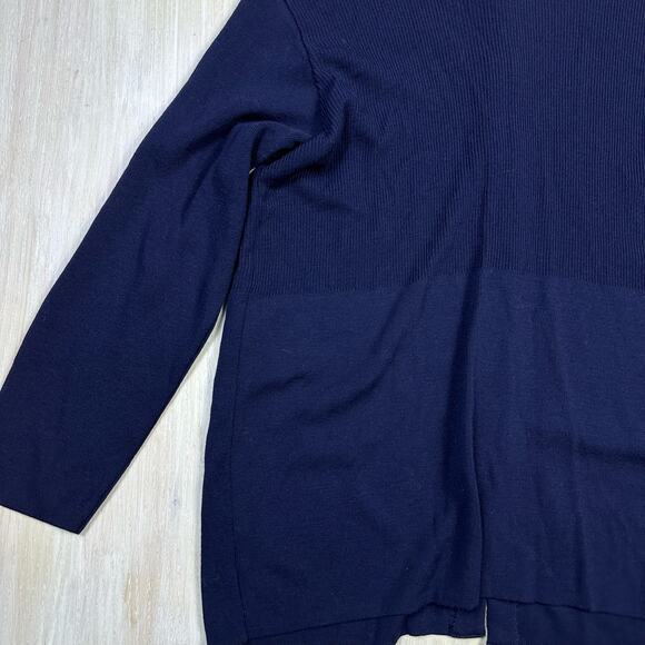 Vintage Jaeger Wool Blend Button Front Navy Classic Cardigan Sweater Large - Picture 10 of 13